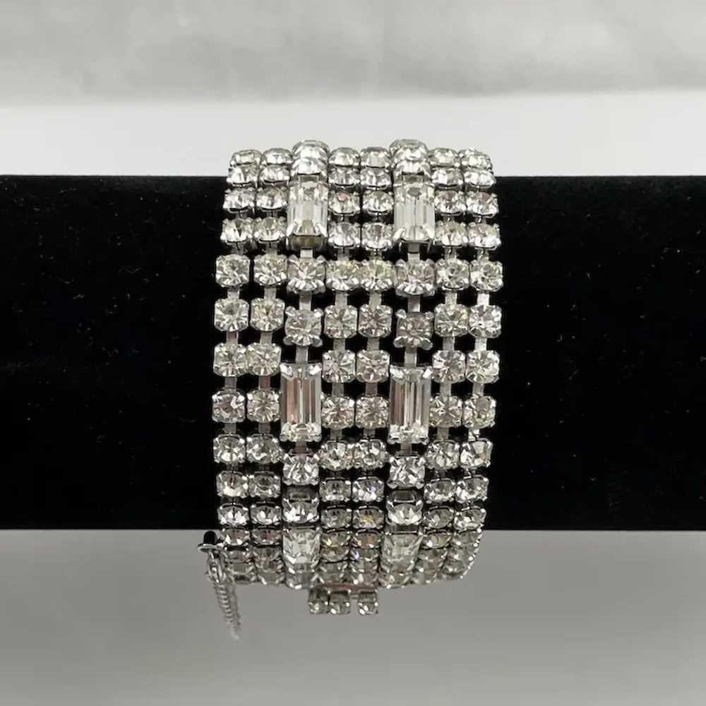 Wide Rhinestone Bracelet Vintage 1950's Glamorous - image 6