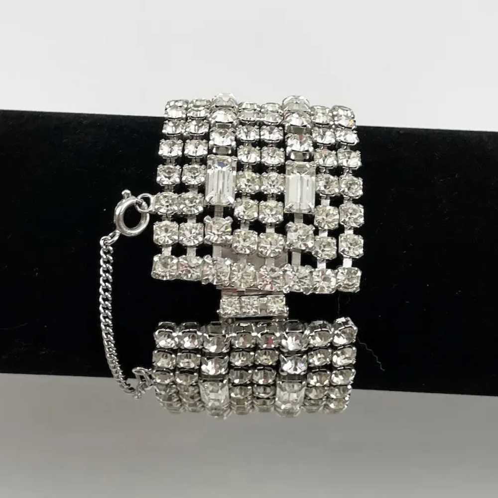 Wide Rhinestone Bracelet Vintage 1950's Glamorous - image 7