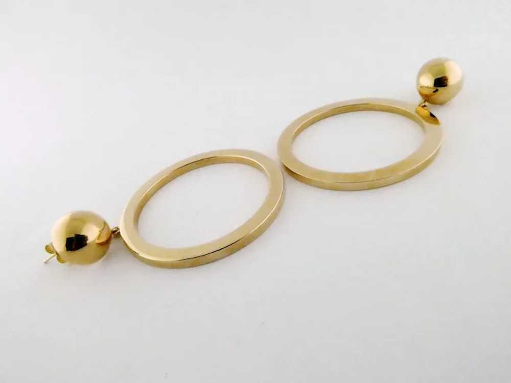 Vintage 14K Yellow Gold Large Dangling Circles Ho… - image 5