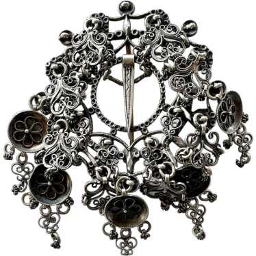 Norwegian Scandinavian 830 Silver Solje Brooch