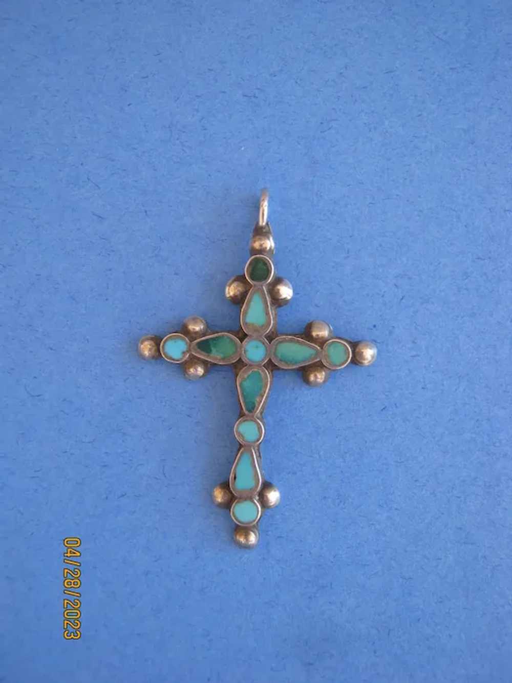 Zuni Turquoise Cross - image 2