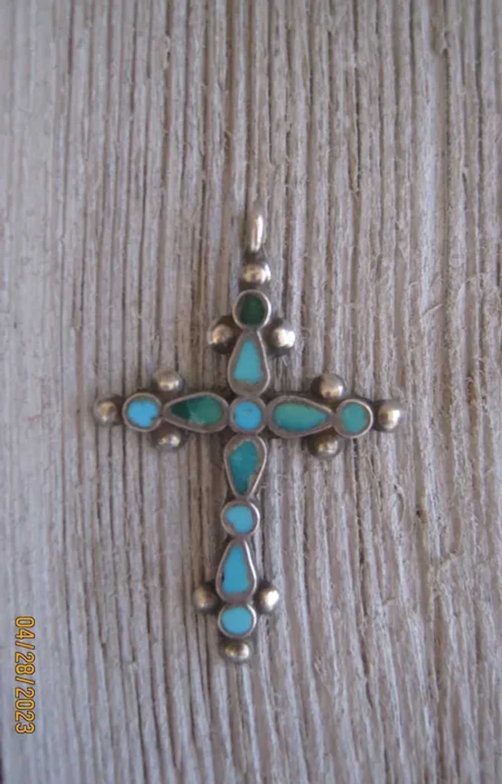 Zuni Turquoise Cross - image 3