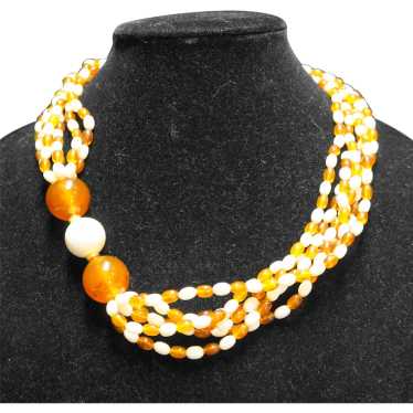 Avon Cosmopolitan Amber Cream Lucite Necklace