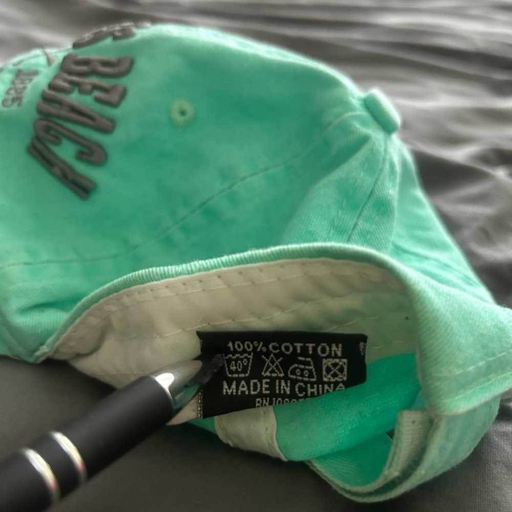 Ft. Myers Beach Florida Hat Mint Green Embossed 3… - image 12