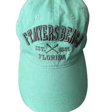 Ft. Myers Beach Florida Hat Mint Green Embossed 3… - image 1