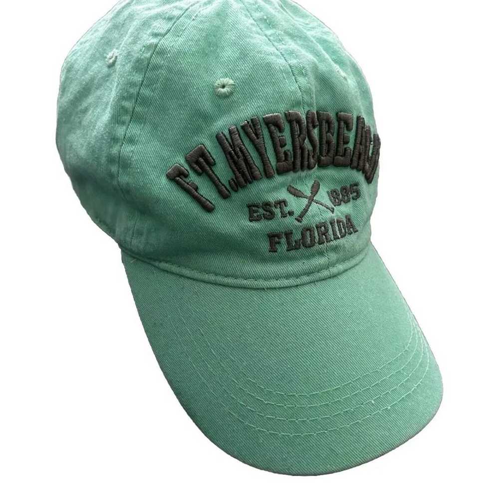 Ft. Myers Beach Florida Hat Mint Green Embossed 3… - image 8