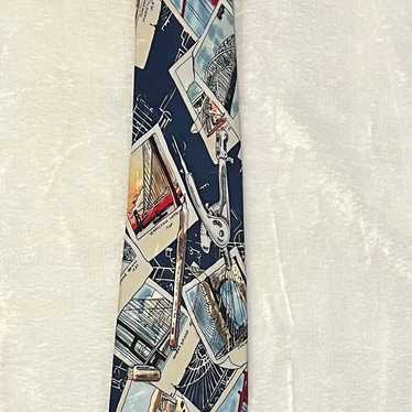 Vintage 1994 Nicole Miller Silk Architect Necktie… - image 1