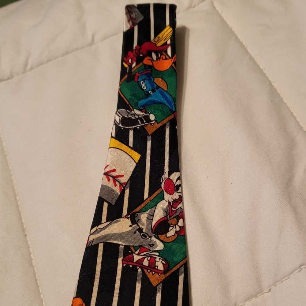 Vintage 1993 Looney Tunes Mania Tie - Baseball Th… - image 2