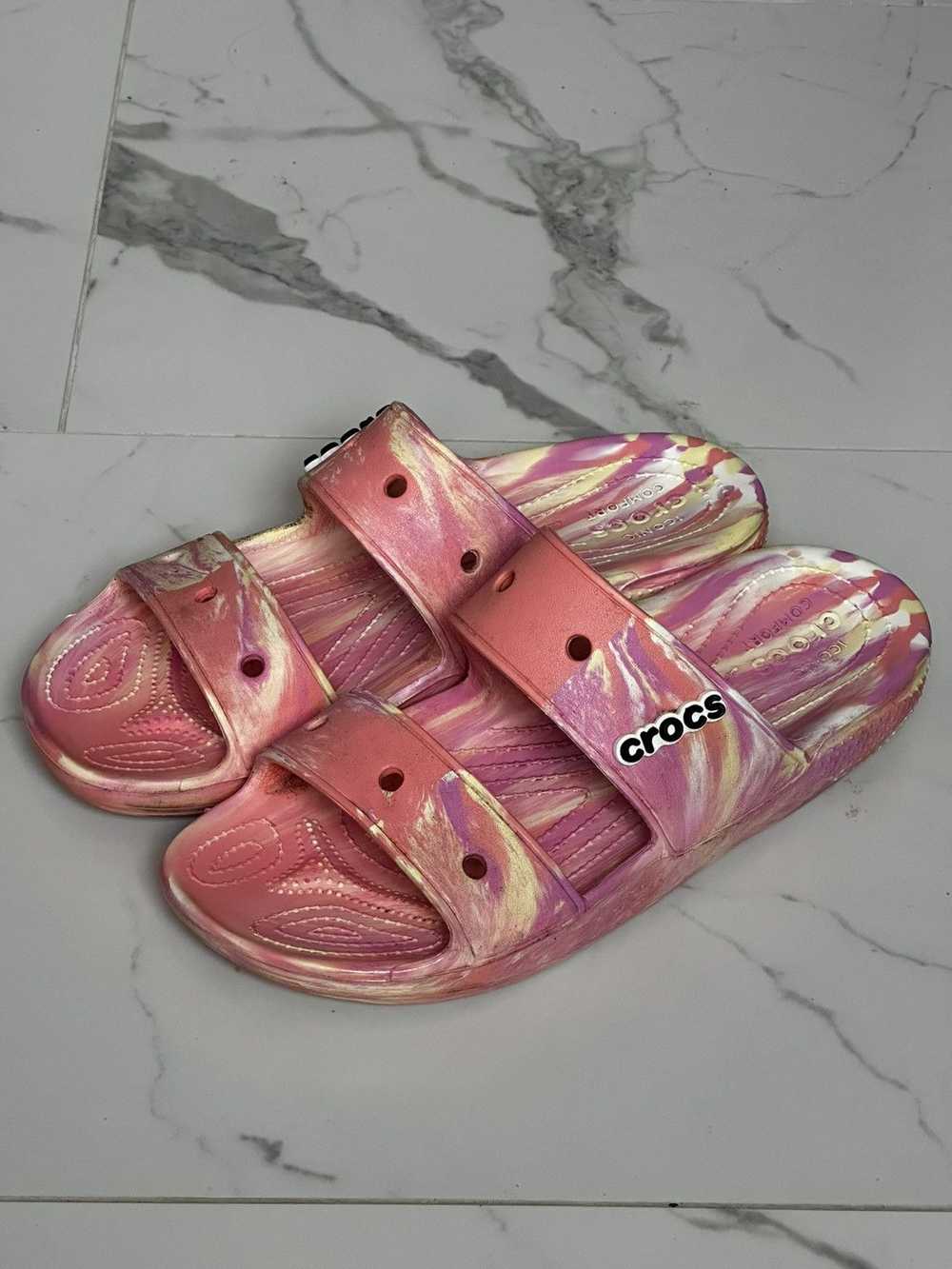 Crocs Marbled tie-dye papaya/multi sandal - image 1