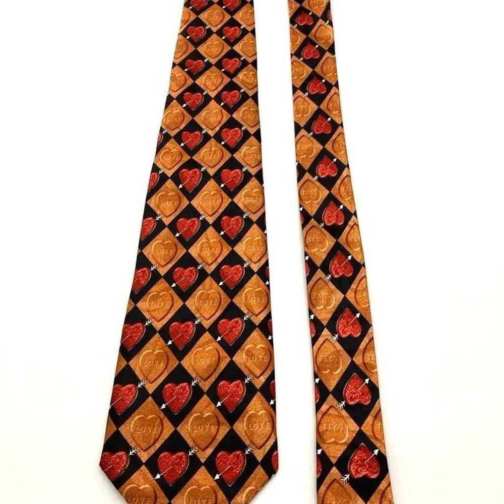 Vintage tie Steven Harris heart pattern Cupid LOVE - image 2