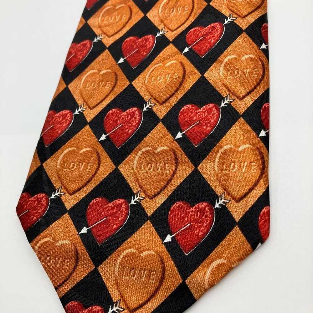 Vintage tie Steven Harris heart pattern Cupid LOVE - image 3