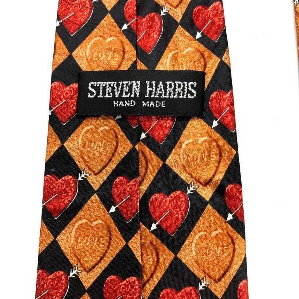 Vintage tie Steven Harris heart pattern Cupid LOVE - image 5