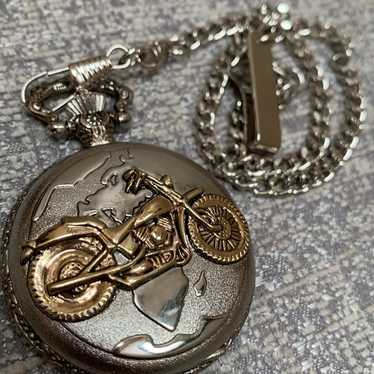 Vintage Benrus Pocket Watch Gold Motorcycle Cover… - image 1