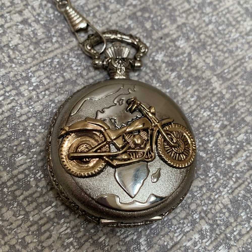 Vintage Benrus Pocket Watch Gold Motorcycle Cover… - image 4