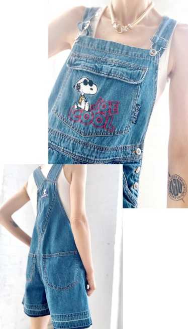 snoopy denim overalls