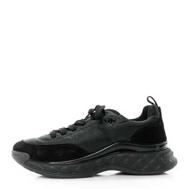 CHANEL Nylon Suede Calfskin CC Sneakers 41 Black