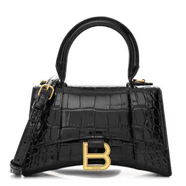 BALENCIAGA Shiny Calfskin Crocodile Embossed Hour… - image 1