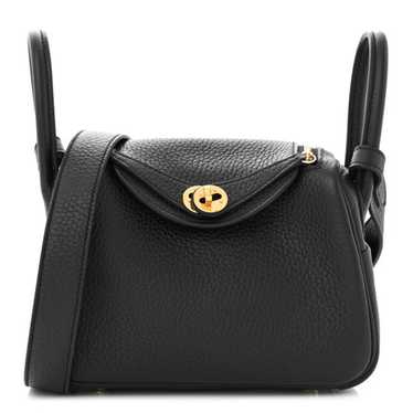 HERMES Taurillon Clemence Mini Lindy 20 Black