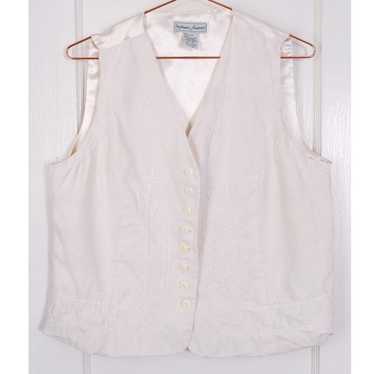 Stephanie Andrews 90s linen embroidered vest (S/M… - image 1