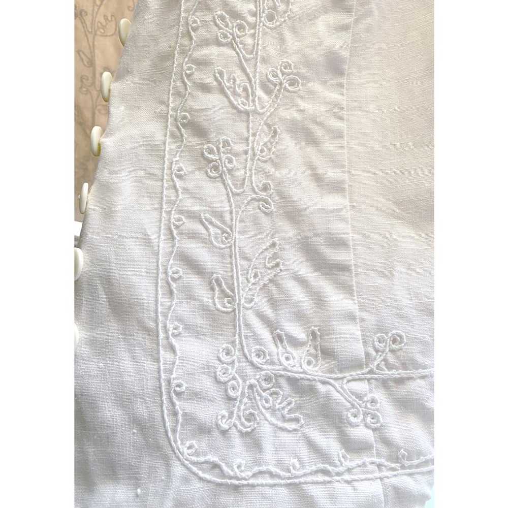 Stephanie Andrews 90s linen embroidered vest (S/M… - image 2