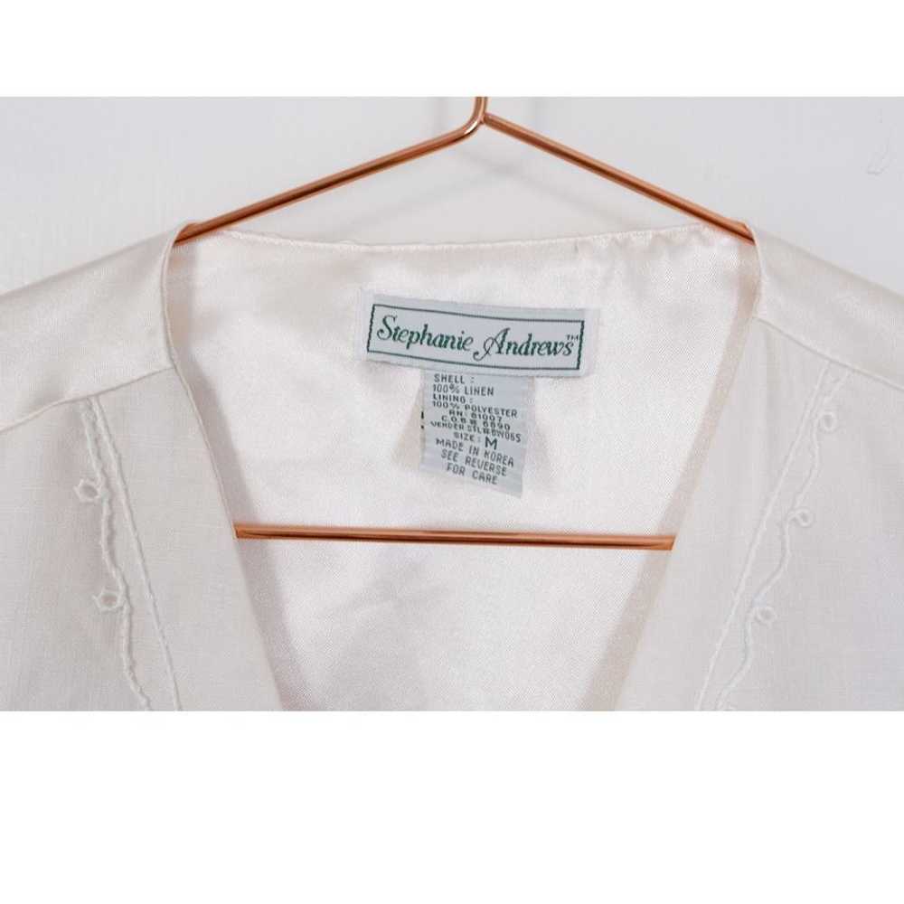 Stephanie Andrews 90s linen embroidered vest (S/M… - image 5