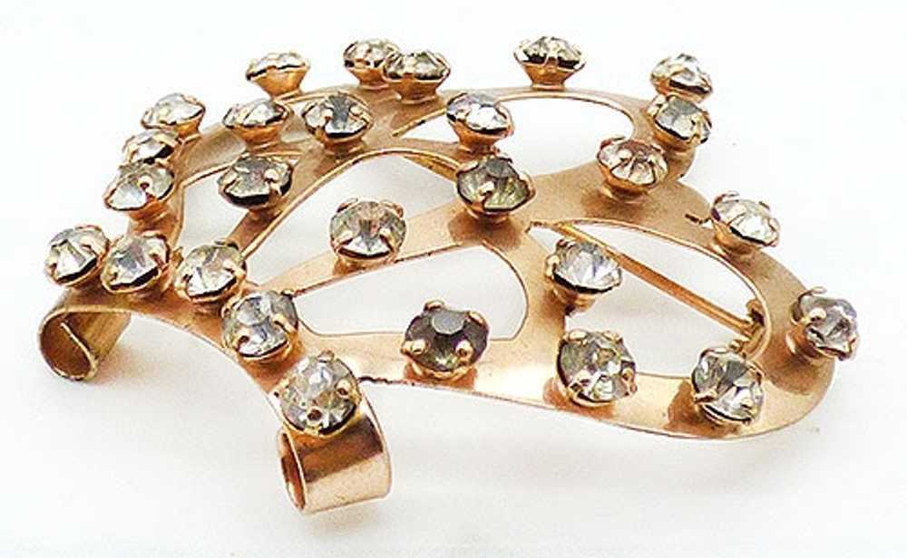 Sterling Vermeil Rhinestone Crown Brooch - image 2