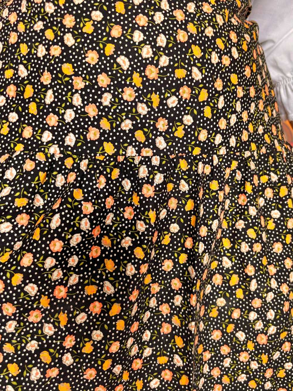 Vintage 70s Orange Betty Barclay Floral Knee Skirt - image 6