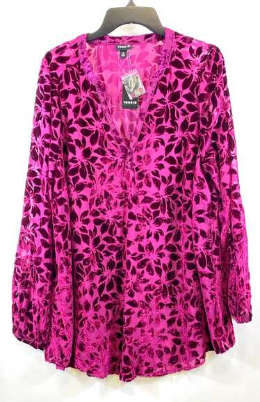 NWT Torrid Womens Purple Velvet Floral Long Sleeve