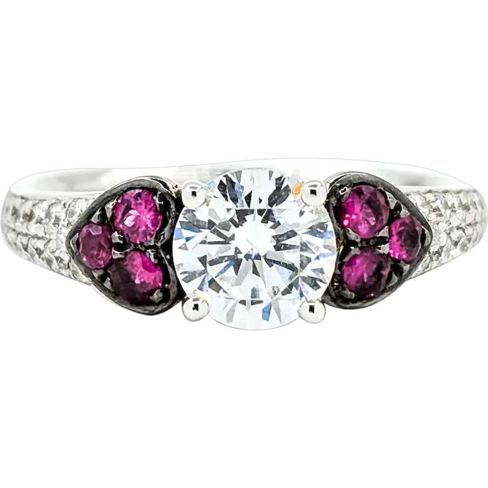 Striking Ruby and Diamond Accent Ring with Cubic … - image 1