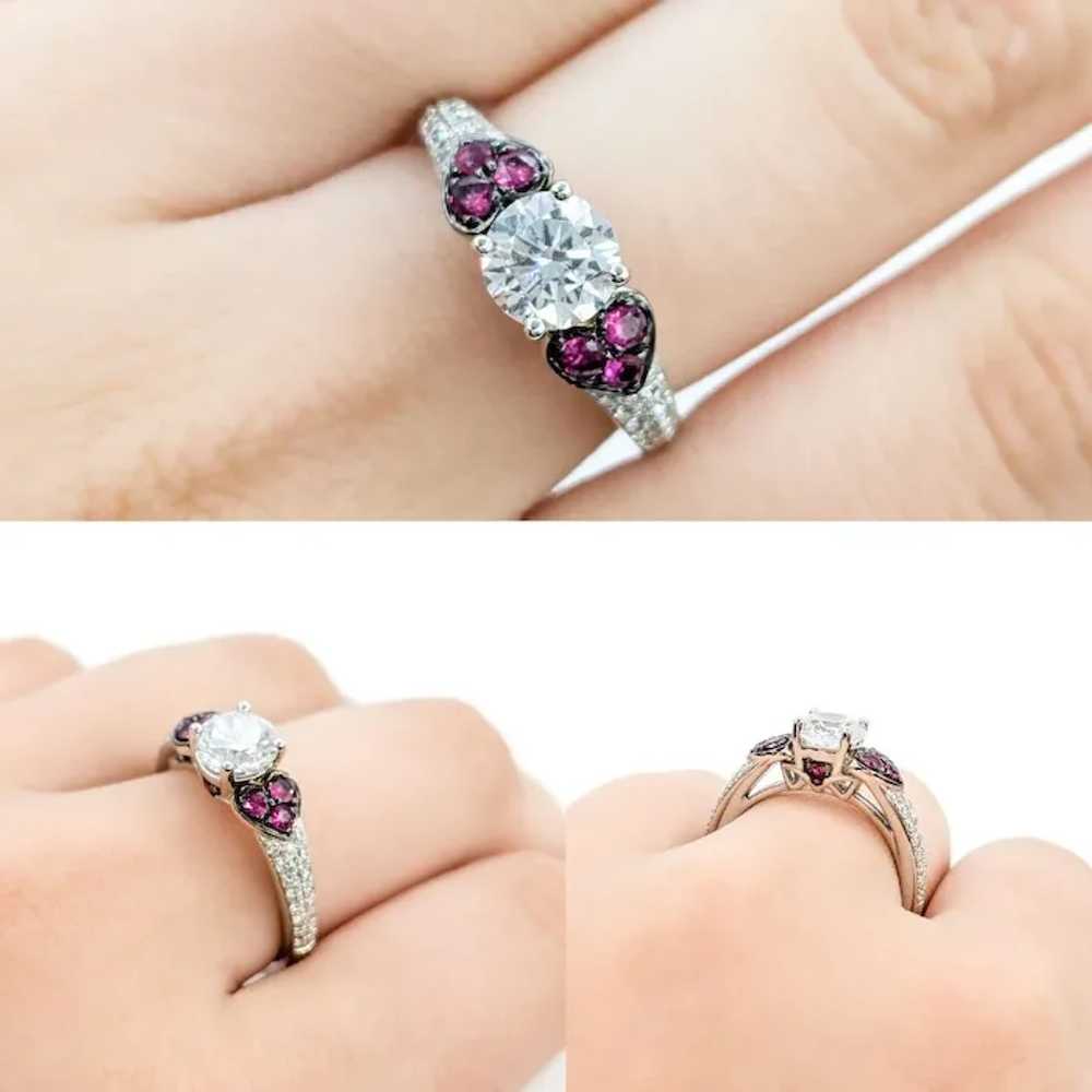 Striking Ruby and Diamond Accent Ring with Cubic … - image 2