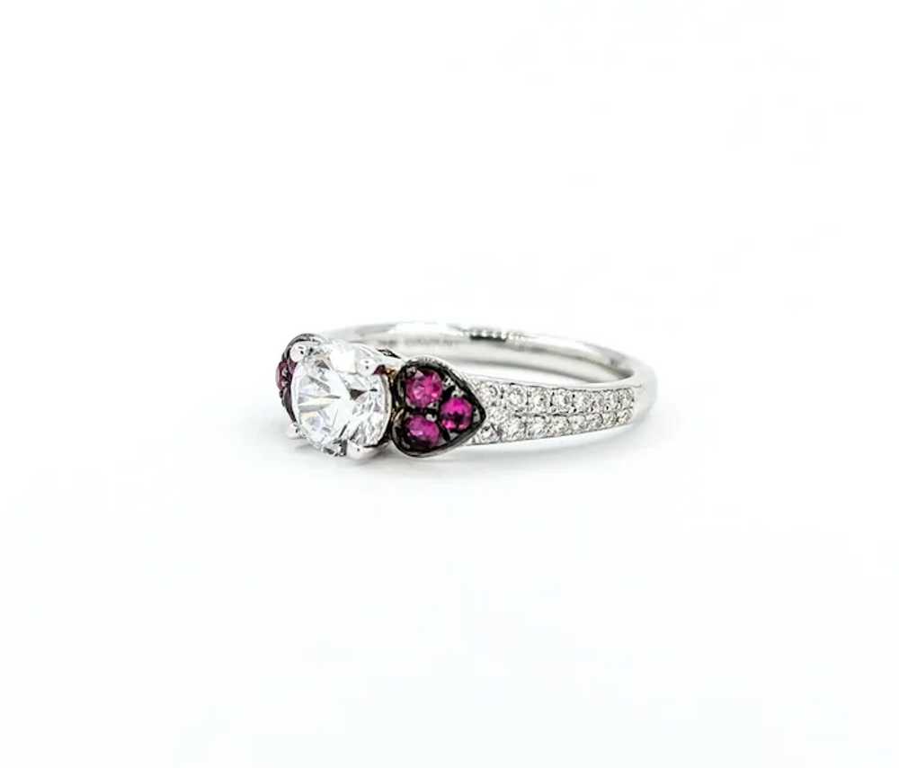 Striking Ruby and Diamond Accent Ring with Cubic … - image 3