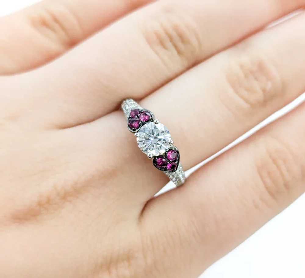 Striking Ruby and Diamond Accent Ring with Cubic … - image 7