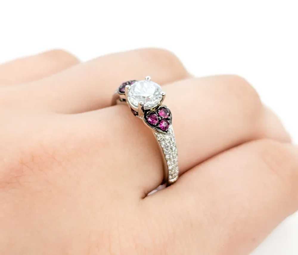 Striking Ruby and Diamond Accent Ring with Cubic … - image 8