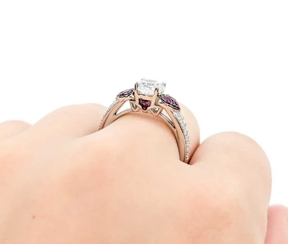 Striking Ruby and Diamond Accent Ring with Cubic … - image 9