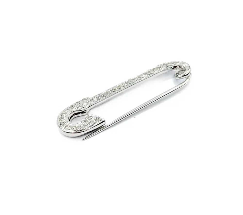 Elegant Diamond Safety Pin Brooch in 18k White Go… - image 2