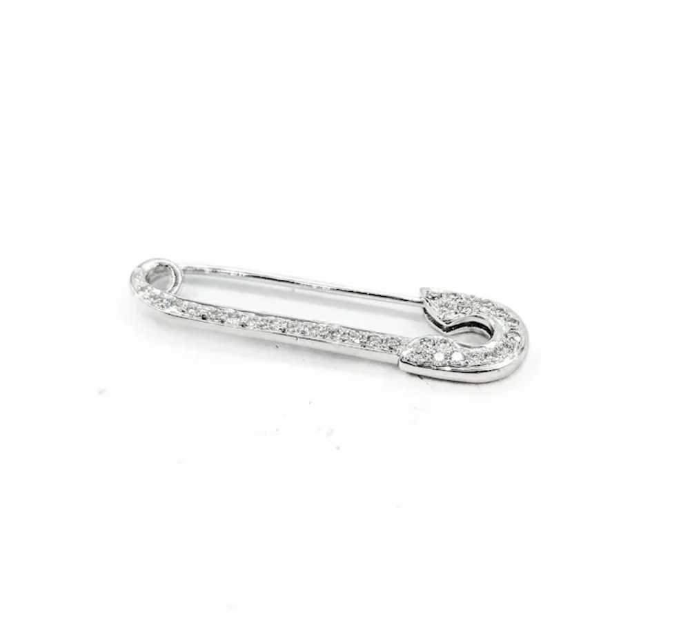 Elegant Diamond Safety Pin Brooch in 18k White Go… - image 4