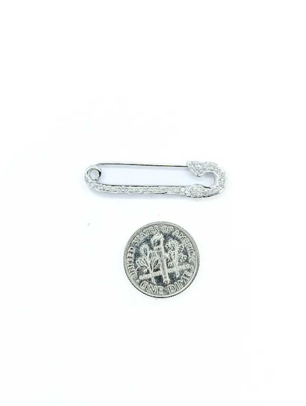 Elegant Diamond Safety Pin Brooch in 18k White Go… - image 5