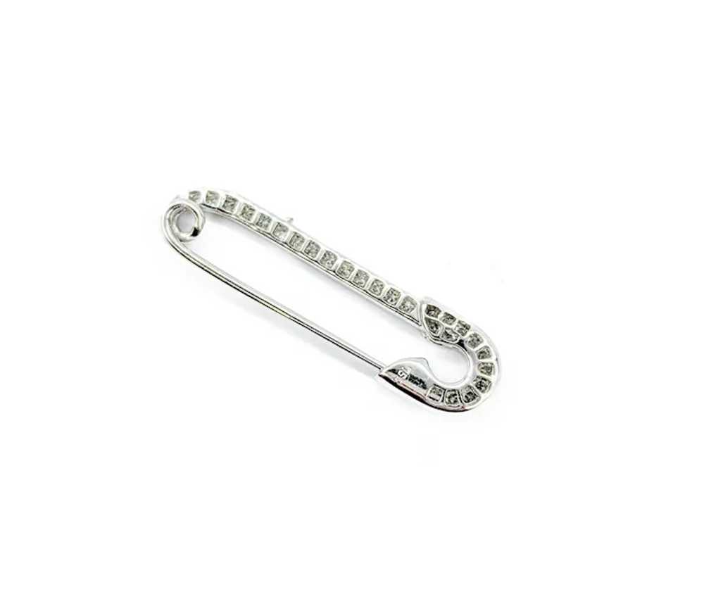 Elegant Diamond Safety Pin Brooch in 18k White Go… - image 6