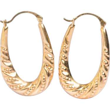 Vintage 9ct Gold Hoop selling Earrings, Ladies Gold Creole Dangly Hoops