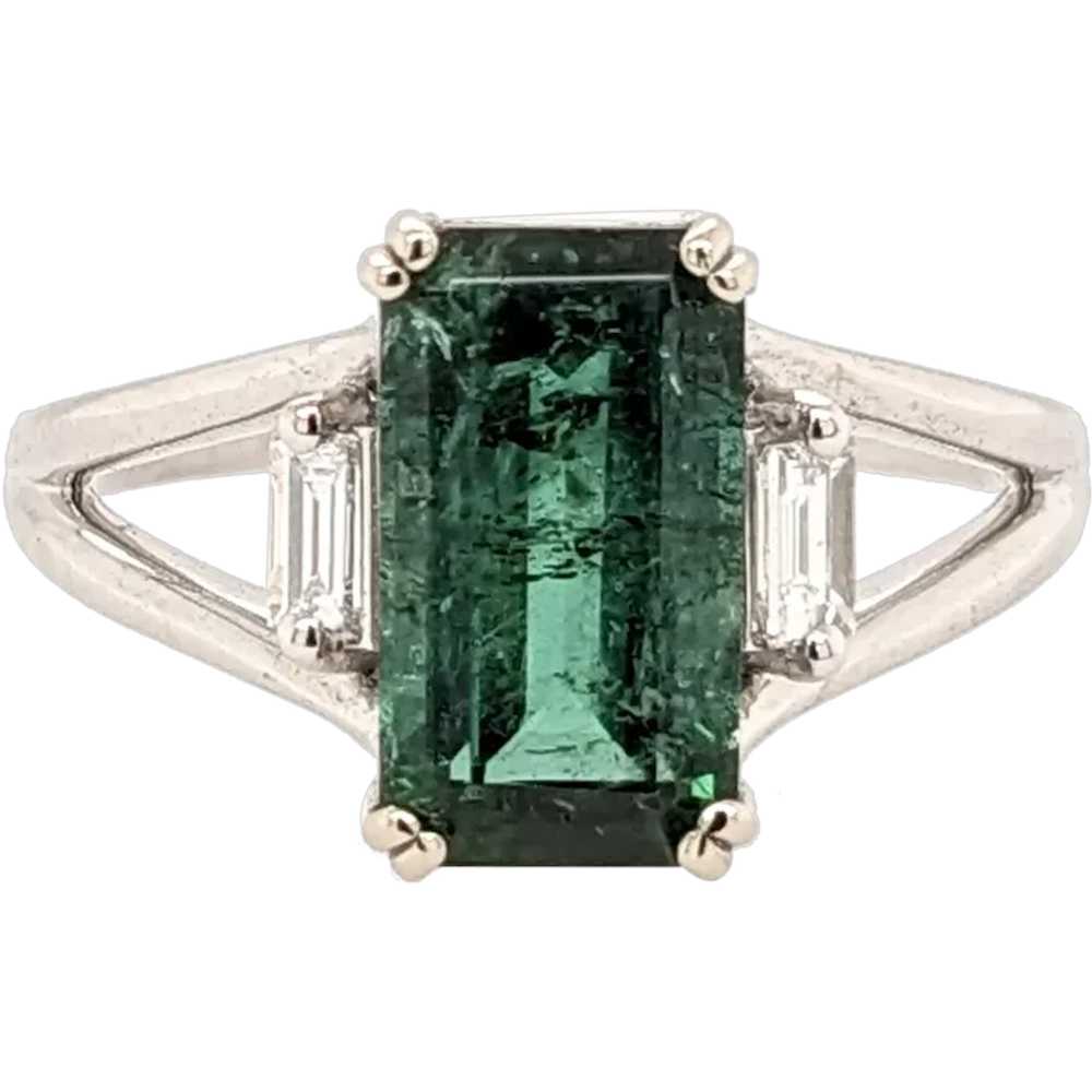 Green Tourmaline Ring w Natural Diamond Accents i… - image 1