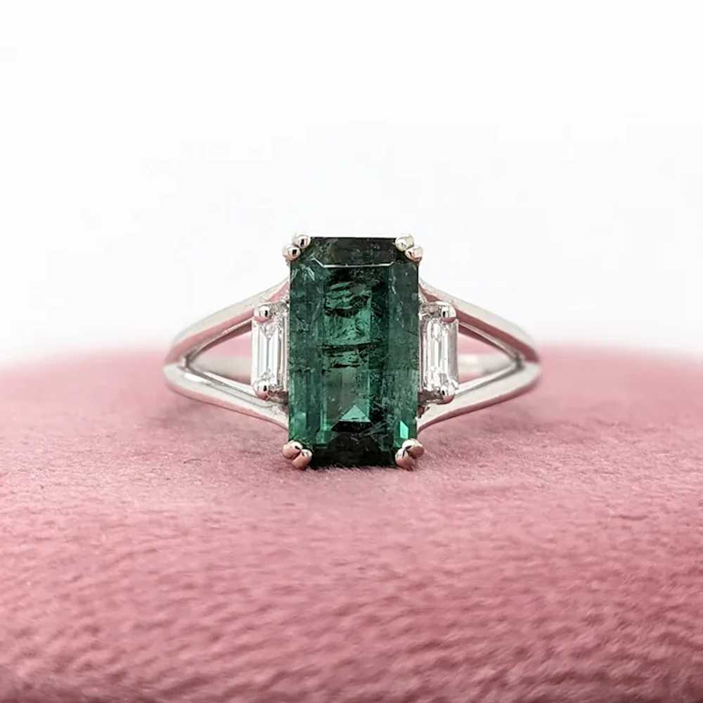 Green Tourmaline Ring w Natural Diamond Accents i… - image 2