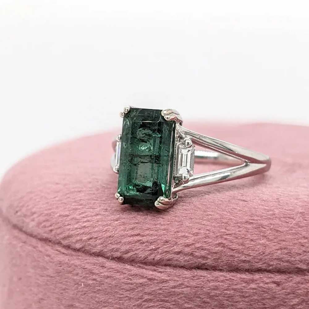 Green Tourmaline Ring w Natural Diamond Accents i… - image 3