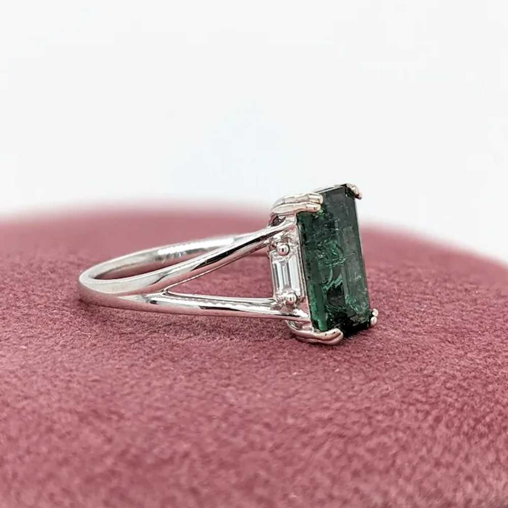 Green Tourmaline Ring w Natural Diamond Accents i… - image 5