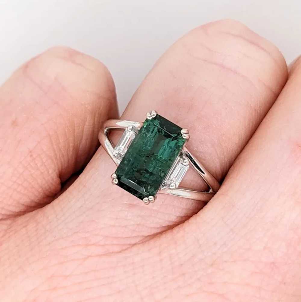 Green Tourmaline Ring w Natural Diamond Accents i… - image 6