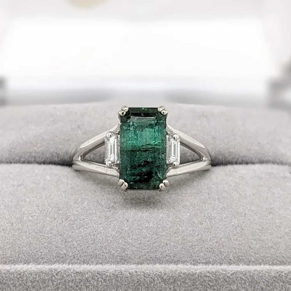 Green Tourmaline Ring w Natural Diamond Accents i… - image 8