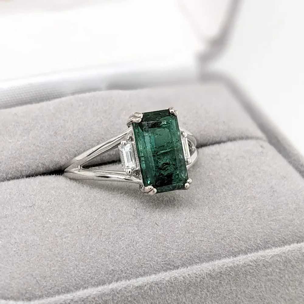 Green Tourmaline Ring w Natural Diamond Accents i… - image 9