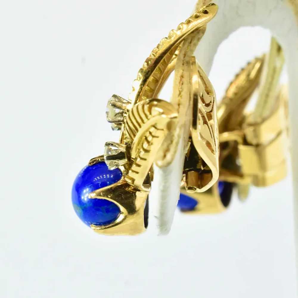 Retro Style 18K Yellow Gold, Lapis Lazuli and Dia… - image 6