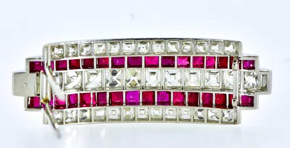 Art Deco Platinum, Diamond and Burma Ruby Brooch,… - image 6