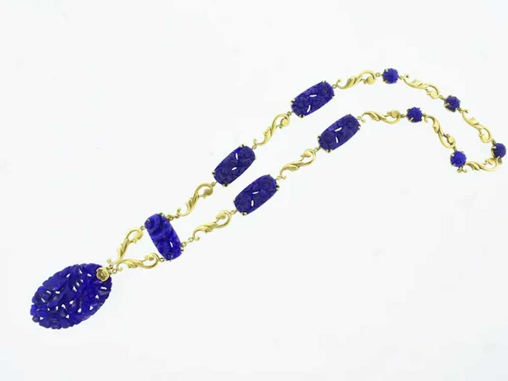 Antique Lapis and Gold Necklace, American by Walt… - image 3