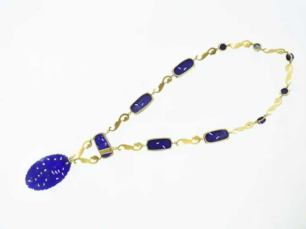 Antique Lapis and Gold Necklace, American by Walt… - image 5